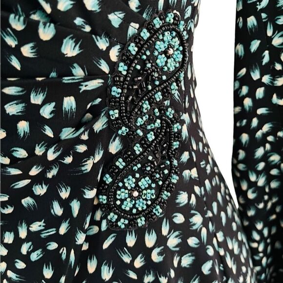 Anthropologie Muse faux wrap style dress with side ruching /bead accent size 4. - Picture 3 of 7